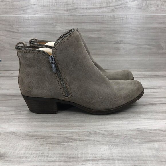 Lucky Brand Ankle Boots Women's 10 Bartalino Brown Suede Zip Booties - Picture 2 of 10